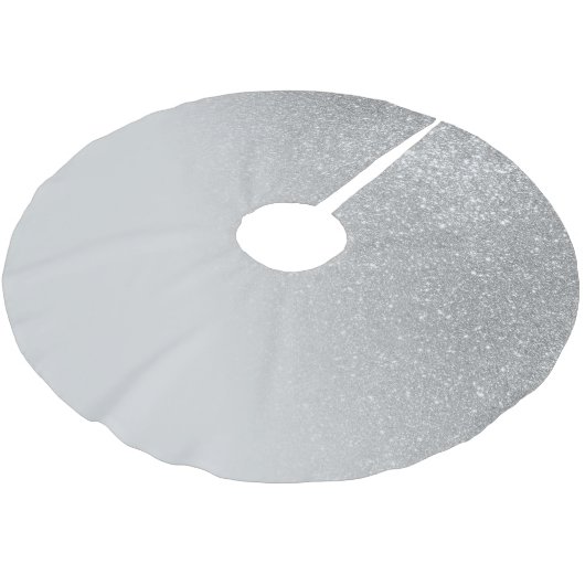 Diagonal Gray Silver Glitzer Gradient Ombre Polyester Weihnachtsbaumdecke (Schrägansicht)