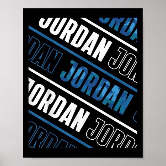 Diagonal Jordan Pattern Camouflage Pattern Blue Ca Poster (Vorne)