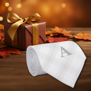 Diagonal Kariert Gray Simple Personalize Initial Krawatte