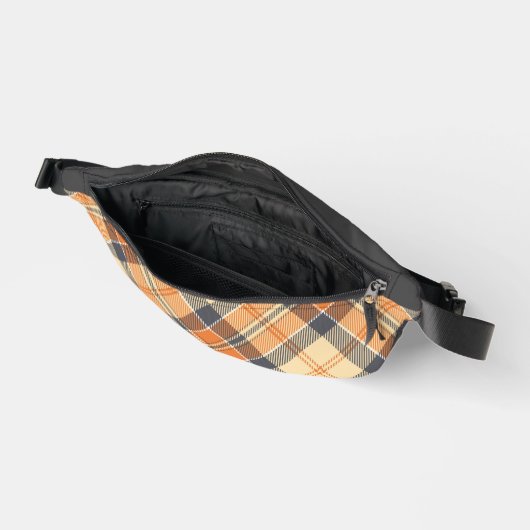 Diagonal Kariert, Orange, Grau, Peach Fanny Pack Bauchtasche (Offen)