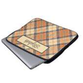 Diagonal Kariert - orange, schwarz Pfirsichfarben Laptopschutzhülle (Vorne Knopf)