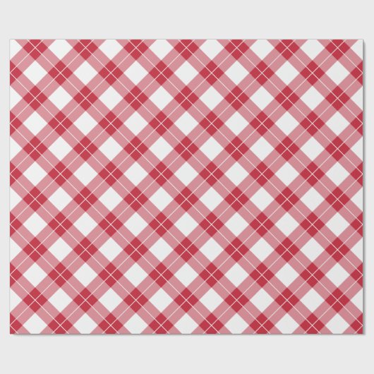 Diagonal-Kariertes Muster in Rot und Weiß Geschenkpapier (Flach)