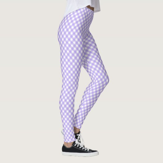 Diagonal Lavendel und Weiße Tafel Leggings (Rechts)
