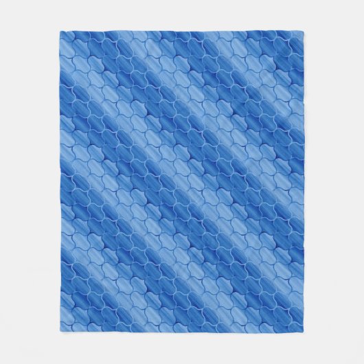 Diagonal Light und Dark Blue Ogee Muster Fleecedecke (Vorderseite)