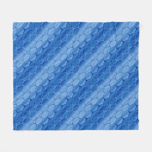 Diagonal Light und Dark Blue Ogee Muster Fleecedecke (Vorderseite (Horizontal))