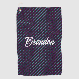 Diagonal lila, blau und schwarz Streifen Golfhandtuch