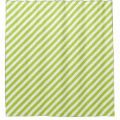 Diagonal lime green and white stripes pattern duschvorhang (Vorderseite)