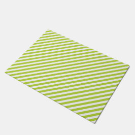 Diagonal lime green and white stripes pattern fußmatte