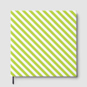 Diagonal lime green and white stripes pattern gästebuch (Vorderseite)