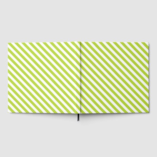 Diagonal lime green and white stripes pattern gästebuch (Voll)