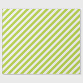 Diagonal lime green and white stripes pattern geschenkpapier (Flach)