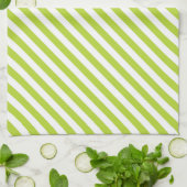Diagonal lime green and white stripes pattern geschirrtuch (Gefaltet)