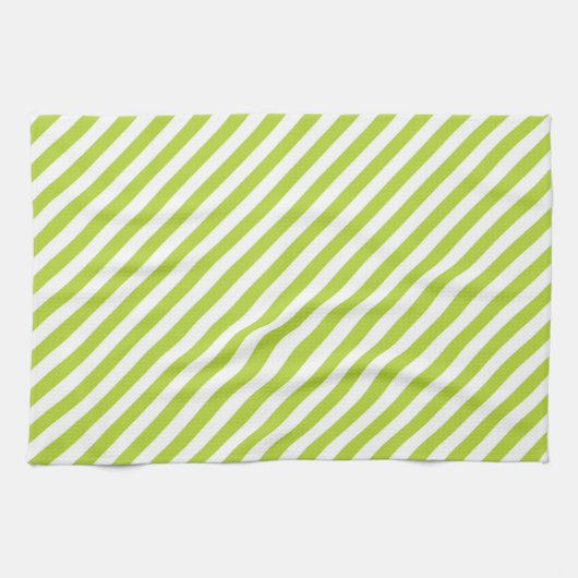 Diagonal lime green and white stripes pattern geschirrtuch (Horizontal)