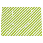 Diagonal lime green and white stripes pattern große geschenktüte (Vorderseite)