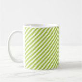 Diagonal lime green and white stripes pattern kaffeetasse (Links)