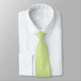 Diagonal lime green and white stripes pattern krawatte