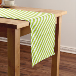Diagonal lime green and white stripes pattern kurzer tischläufer