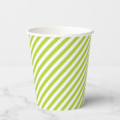 Diagonal lime green and white stripes pattern pappbecher (Rückseite)