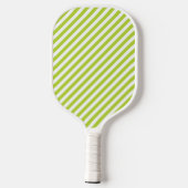 Diagonal lime green and white stripes pattern pickleball schläger (Rückseite)