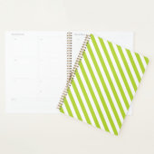 Diagonal lime green and white stripes pattern planer (Anzeige)