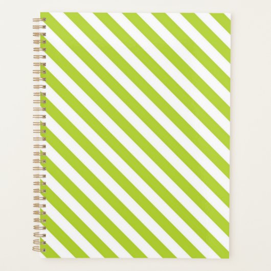 Diagonal lime green and white stripes pattern planer (Vorderseite)