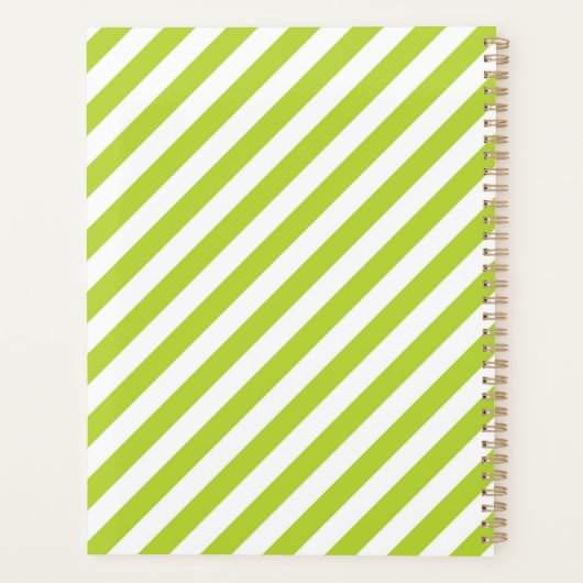 Diagonal lime green and white stripes pattern planer (Rückseite)