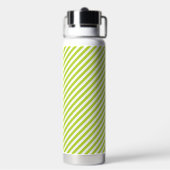 Diagonal lime green and white stripes pattern trinkflasche (Hinten)