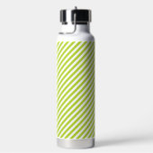 Diagonal lime green and white stripes pattern trinkflasche (rechts)
