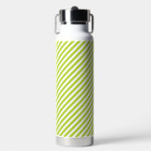 Diagonal lime green and white stripes pattern trinkflasche (Vorderseite)