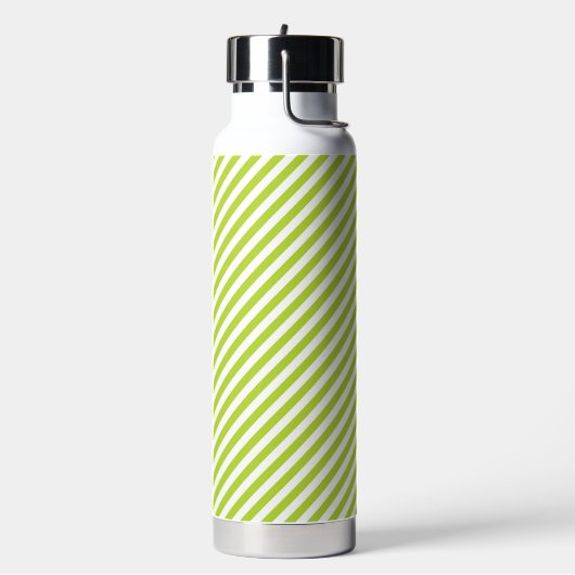 Diagonal lime green and white stripes pattern trinkflasche (Links)