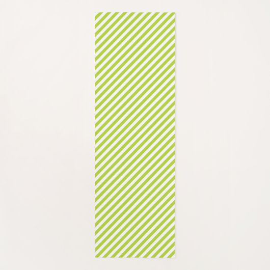 Diagonal lime green and white stripes pattern yogamatte (Vorderseite)