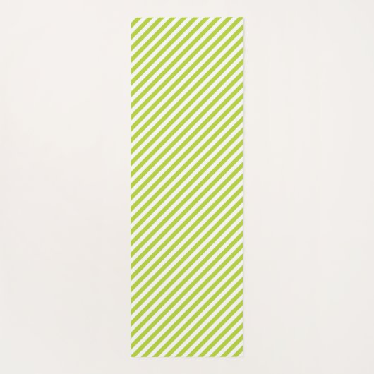 Diagonal lime green and white stripes pattern yogamatte (Rückseite)