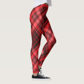 Diagonal Madras Muster rot und schwarz Leggings (Rechts)
