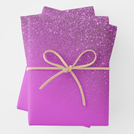 Diagonal Magenta Lila Glitzer Gradient Ombre Geschenkpapier Set (Beispiel)