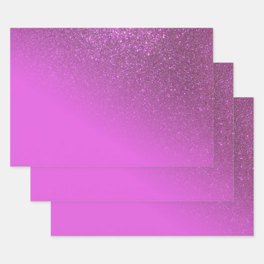 Diagonal Magenta Lila Glitzer Gradient Ombre Geschenkpapier Set (Set)