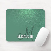 Diagonal Mermaid Green Glitzer Gradient Monogram Mousepad (Mit Mouse)
