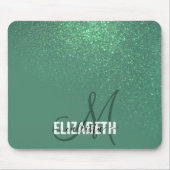 Diagonal Mermaid Green Glitzer Gradient Monogram Mousepad (Vorne)