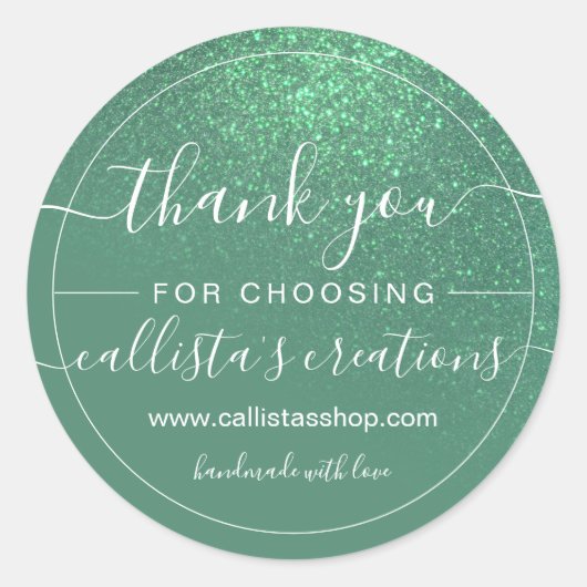 Diagonal Mermaid Green Glitzer Gradient Vielen Dan Runder Aufkleber (Vorderseite)