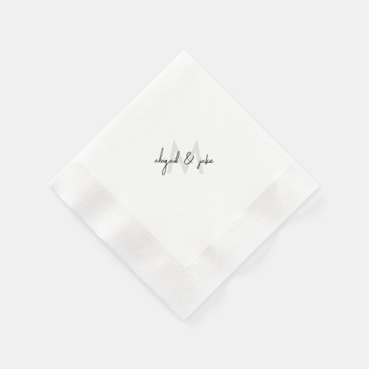 Diagonal Monogram & Couple Names Wedding Coined Serviette (Ecke)