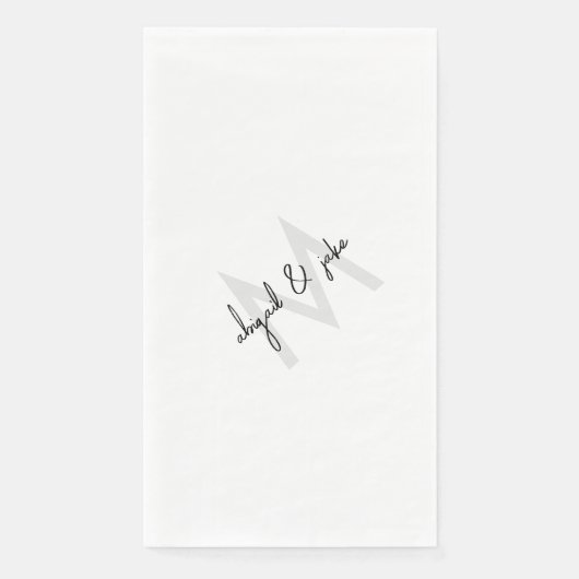 Diagonal Monogram & Couple Names Wedding Serviette (Vorderseite)