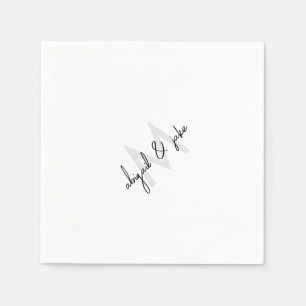 Diagonal Monogram & Couple Names Wedding Serviette