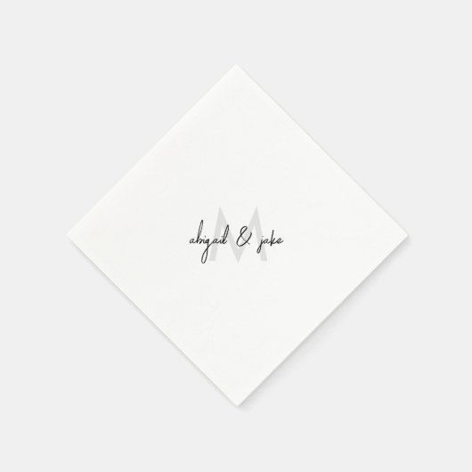Diagonal Monogram & Couple Names Wedding Serviette (Ecke)