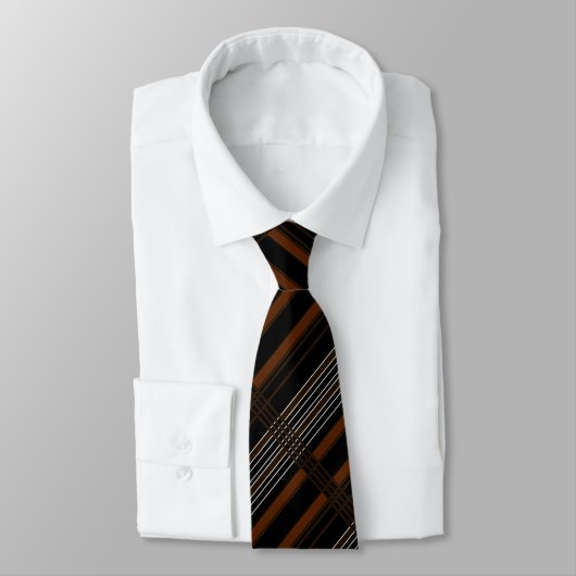 Diagonal Muster Brown Stripped Neck Tie Krawatte (Gebunden)