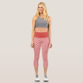 Diagonal Muster Red White Capri Leggings (Vorderseite)