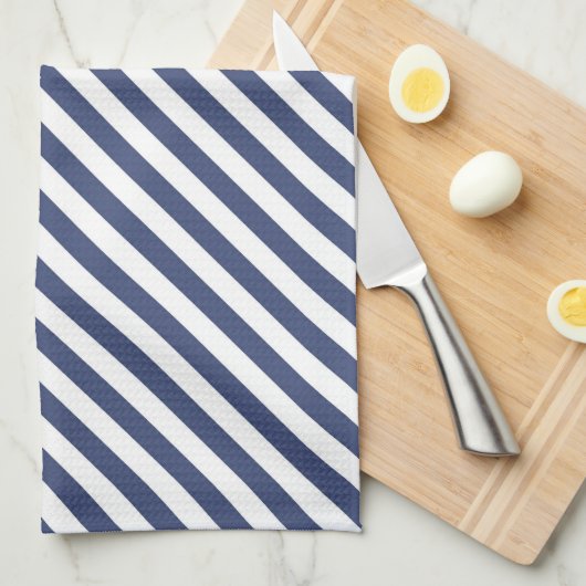 Diagonal navy blue and white stripes pattern geschirrtuch (Viertel Falte)