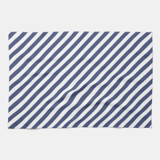 Diagonal navy blue and white stripes pattern geschirrtuch (Horizontal)