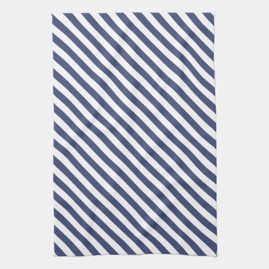 Diagonal navy blue and white stripes pattern geschirrtuch (Vertikal)