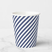 Diagonal navy blue and white stripes pattern pappbecher (Links)