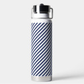 Diagonal navy blue and white stripes pattern trinkflasche (Hinten)