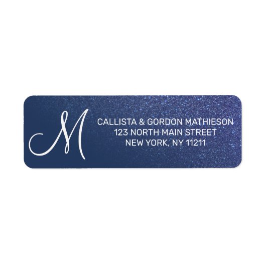 Diagonal Navy Blue Glitzer Gradient Ombre Monogram (Vorne)
